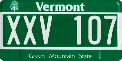 VT license plate XXV107