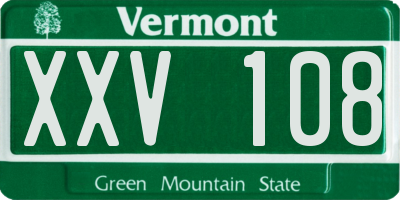 VT license plate XXV108