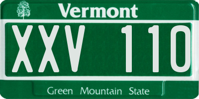 VT license plate XXV110