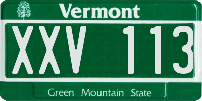 VT license plate XXV113