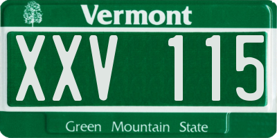 VT license plate XXV115