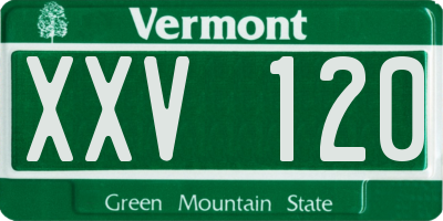 VT license plate XXV120