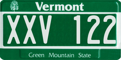 VT license plate XXV122