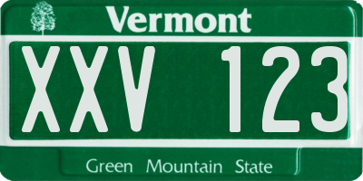 VT license plate XXV123
