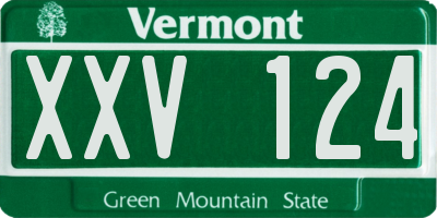 VT license plate XXV124