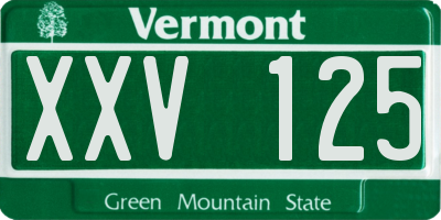 VT license plate XXV125