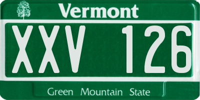 VT license plate XXV126