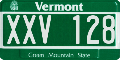 VT license plate XXV128