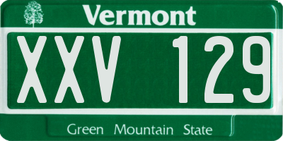 VT license plate XXV129