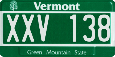 VT license plate XXV138
