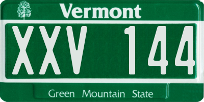 VT license plate XXV144