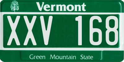 VT license plate XXV168