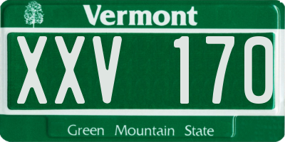 VT license plate XXV170