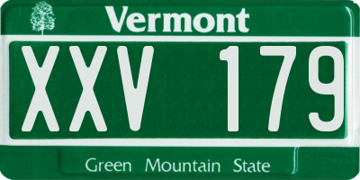 VT license plate XXV179