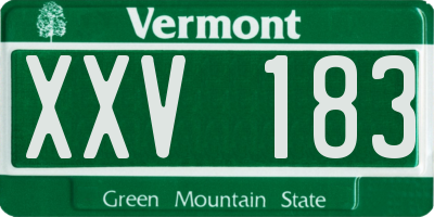 VT license plate XXV183