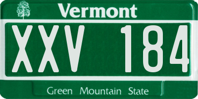 VT license plate XXV184