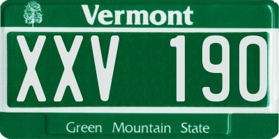 VT license plate XXV190