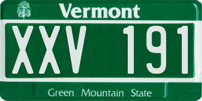VT license plate XXV191