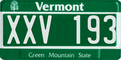 VT license plate XXV193