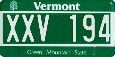 VT license plate XXV194