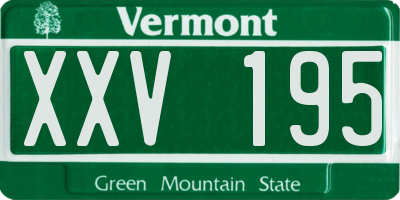 VT license plate XXV195