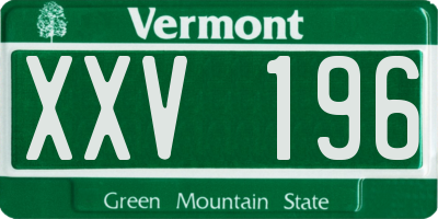 VT license plate XXV196