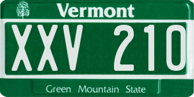 VT license plate XXV210