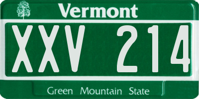 VT license plate XXV214