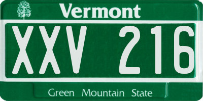 VT license plate XXV216