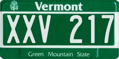 VT license plate XXV217