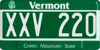 VT license plate XXV220