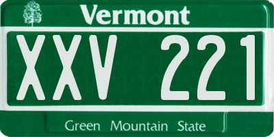 VT license plate XXV221