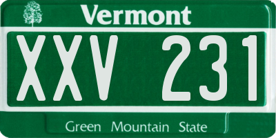 VT license plate XXV231