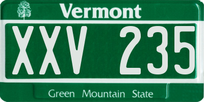 VT license plate XXV235