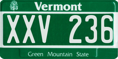 VT license plate XXV236