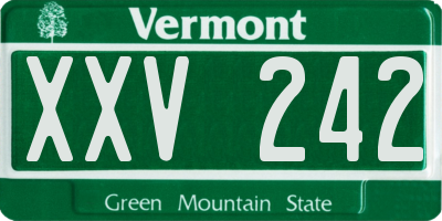 VT license plate XXV242