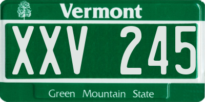 VT license plate XXV245