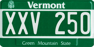 VT license plate XXV250