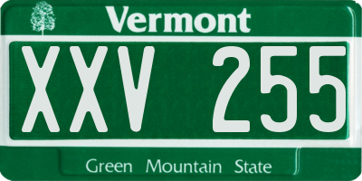 VT license plate XXV255