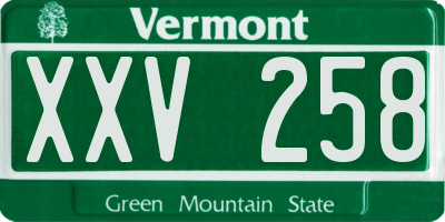 VT license plate XXV258