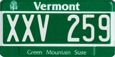 VT license plate XXV259