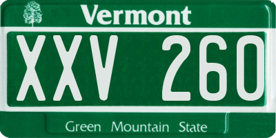VT license plate XXV260