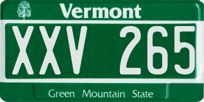 VT license plate XXV265