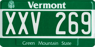 VT license plate XXV269