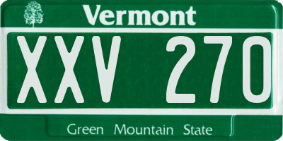 VT license plate XXV270