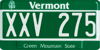 VT license plate XXV275