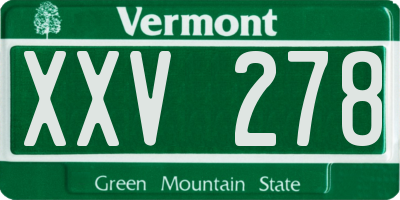 VT license plate XXV278