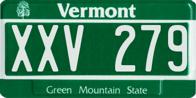 VT license plate XXV279