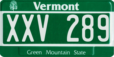 VT license plate XXV289