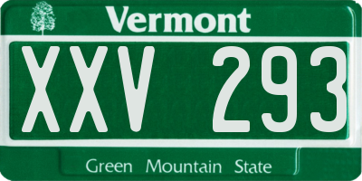 VT license plate XXV293